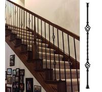 Yiustldd Wrought Iron Stair Balusters, Angle Adjustable Rust-Resistant Stair Case Spindles with Shoe & Connector, Black Balustrades for Indoor,1pack