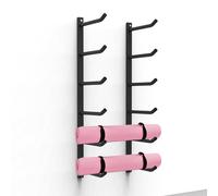 Yiustldd Yoga Mat Holder, Metal Wall Mounted Storage Rack Large Capacity Hanging Storage Shelf for Foam Rollers Skateboard Ski Board,6 layer