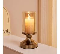 YIUTOYILY Hurricane Candlestick Holder with Glass Lid Elegant Copper/Bronze Pillar Candle Holders for Wedding, Dining & Party Decor