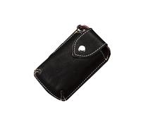 YIUWLMN Buckle Leather Car Key Pouch Snap Closure Leather Car Key Pouch Can be carried on a belt (Soft cowhide), Black Color, 3.34x1.77