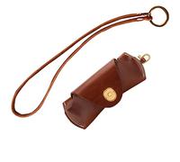 YIUWLMN Vintage Glasses Case Unisex Style, Leather Eyeglass Case Simple and Portable Eye Glasses Case Lanyard, Brown, Large