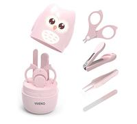 YIVEKO Baby Nail Kit, 4-in-1 Baby Nail Care Set with Cute Case, Baby Nail Clippers, Scissors, Nail File & Tweezers, Baby Manicure Kit and Pedicure kit for Newborn, Infant, Toddler, Kids-Owl Pink