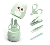 YIVEKO Baby Nail Kit, 4-in-1 Baby Nail Care Set with Cute Case, Baby Nail Clippers, Scissors, Nail File & Tweezers, Baby Manicure Kit and Pedicure kit for Newborn, Infant, Toddler, Kids-Owl Green