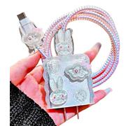 Yivenbarity Charger Protector Cute 3D Rabbit for iPhone Charger Cover,Girly Cloud Shape Design Data Line Cable USB Wire Saver,Soft Cable Protector Charging Cord Protector,Cable Charger Protector Cover