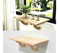 YIVFOX Wooden Window Sill Extender Shelf Folding Ledge Beige (beige) | Wall-Mounted, Foldable Design, Includes Brackets, Space-Saving, Natural Wood Finish