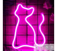 YIVIYAR Cat LED Neon Light Sign - Pink Cat Neon Lamp for Bedroom Wall Decor, LED Signs, Night Light, Gift for Girls, Christmas, Birthday Party, Home