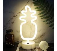 YIVIYAR LED Pineapple Night Light Neon Sign Table Decor for Bedroom, USB/Battery Powered Pineapple Lamp Bedroom Light with Base, Room Decor for Home Christmas Birthday Teenage Girls Gifts(Pineapple)