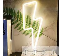 YIVIYAR Lightning Bolt LED Neon Light Signs for Wall Decor, USB/Battery Powered Kids Night Lamp with 4 Hooks, Perfect for Bedroom, Christmas, Wedding