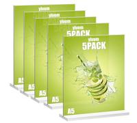 yivom 5PACK A5 Acrylic Sign Holder T-Shape Poster Menu Holder A5 Display Stand Poster Holder 148mmx210mm Double-Sided Vertical Display Stand for Restaurants,Trade Show,Hotel Etc