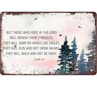 YIVXA Aluminum Tin Sign Isaiah 40 31 Bible Verse Wall Art Scripture Print Hope In The Lord Watercolor Landscape Eagle Painting Christian Gift For Men Poster Bedroom