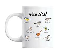 YIVXA Fun Mug 11 Oz Nice Tits Coffee Mug Nice Tits Mug Nice Tits Fowl Language Bird Mug Funny Colorful Bird Watching Mug Birthday Gift for Father Friends