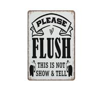 YIVXA Funny Metal Tin Sign Bathroom Decor Please Flush Poster Wall Art for Kitchen Garden Bathroom Farm Home Coffee Decor 12x8 inch