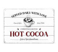YIVXA Funny Metal Tin Sign Hot Cocoa Iron Poster Painting Wall Decor For Home Kitchen Farmhouse Coffee Bar Coffee Corner Cafe Inspirational Quotes Christmas Decorations 12x8 inch