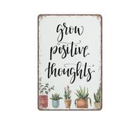 YIVXA Metal Vintage Tin Sign Grow Positive Thoughts Spring Happy Spring Decorations Rustic Farmhouse Spring Sign Poster Wall Art for Kitchen Garden Bathroom Farm Home Coffee Decor 12x8 inch
