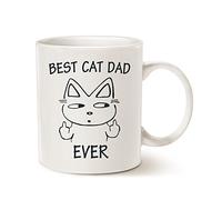 YIVXA Mug 11 oz Funny Cat Dad Coffee Mug for Cat Lovers Best Cat Dad Ever Cute Father's Day Gifts for Dad Cup White