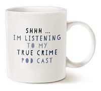 YIVXA Novelty Mug 11 Oz Shh I'm Listening to My True Crime Podcast Mug True Crime Mug Murder Podcast Mug Crime Podcast Mug Gift for Her True Crime Show Mug White Or Ceramic Mug