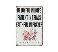 YIVXA Retro Aluminum Tin Sign Christian Bible Verse Home Office Bedroom Decoration Be Joyful Poster Wall Art for Kitchen Garden Bathroom Farm Home Coffee Decor 12x8 inch
