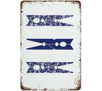 YIVXA Retro Aluminum Tin Sign Laundry Room Decor Prints Laundry Sign Wash Dry Fold Repeat Laundry Art Prints Laundry Poster Navy Blue For Home Bathroom Coffee 12x8 inch
