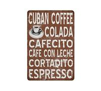 YIVXA Retro Tin Sign Funny Cuban Coffee Word Art Poster Various Sizes & Colors Contemporary Home Wall Decor Print Kitchen Restaurant Subway Art Sign for Home Coffee 12x8 inch