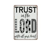 YIVXA Tin Signs Vintage Christian Bible Verse Decoration Trust in The Lord Christian Gifts for Women Poster Wall Art for Kitchen Garden Bathroom Farm Home Coffee Decor 12x8 inch