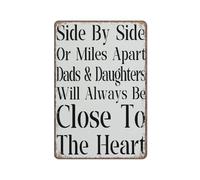 YIVXA Tin Signs Vintage Dad Daughter Home Wall Decor Rustic Side by Side Or Miles Apart Dads And Daughters Poster Wall Art for Kitchen Garden Bathroom Farm Home Coffee Decor 12x8 inch