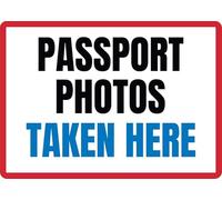 YIVXA Tin Signs Vintage Passport Photos Taken Here Funny Bar Pub Garage Diner Cafe Home Wall Decor Hanging Vintage Sign Kitchen Wall Poster Cafe Bar Tavern Man Cave Art Novelty Plaque 12x8 Inch