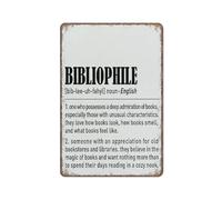 YIVXA Vintage Funny Tin Signs Book Lover Decor Sign Bibliophile Definition Book Worm Nerd Decor for Home Poster Wall Art for Kitchen Garden Bathroom Farm Home Coffee Decor 12x8 inch