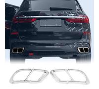 YIWANG Stainless Steel Exterior Accessories Exhaust Tailpipe Decoration Frame Cover Trims 2Pcs For X5 G05 X7 2019 2020 Auto Accessories (Silver)