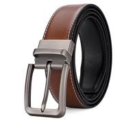 YIWEIYA Men's Reversible Genuine Leather Belt - Dual-Tone Design with Alloy Pin Buckle (2 Colors in 1 Belt)