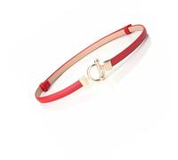 YIWEIYA Womens PU Leather Skinny Belt Skinny Faux Leather Belts with Metal Buckle for Ladies Dress Jean ect(Red)