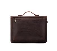 YIWEN Handmade Leather Portfolio with Handle - Zippered Front Pocket, Clip for Letter Size Notepad, Business Travel Padfolio, Dark Brown, Non-custom