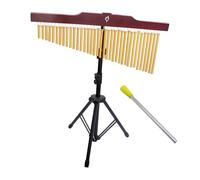 YIWENG 36 Bells Barchime Chime Bar Wind Chime Gold Single-Row Solid Aluminum Alloy Bar Chimes Windchime Wooden Bar Musical Percussion Instrument with Adjustable Mounting Stand,mountable bar chimes