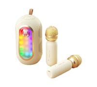 YIWENG Audio microphone set,Mini Karaoke Machine Wireless Microphone and Speaker Set with 2 Microphone Rechargeable LED Color Lights Handheld Mic Karaoke Speaker Gifts for Girls Boys Birthday Party Ou