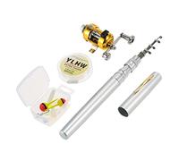 YIWENG Fishing Rod Reel Combo Set Mini Telescopic Portable Pocket Pen Fishing Rod Pole and Reel Aluminum Alloy Fishing Line Soft Lures Baits Jig Hooks,Fishing Rod