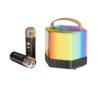 YIWENG Karaoke Machine Mini Wireless Microphone and Speaker Set with 2 Microphone RGB Color Light Handheld Mic Gifts for Birthday Party Desktop Outdoor Portable Dual Microphone Karaoke System