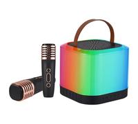 YIWENG Mini Karaoke Machine Wireless Microphone and Speaker Set with 2 Microphone Rechargeable LED Color Light Handheld Mic Karaoke Speaker Gifts for Birthday Party Desktop Fitness Outdoor Home KTV Se