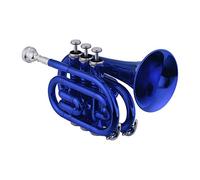 YIWENG Mini Pocket Trumpet Bb Flat Brass Material Wind Instrument with Mouthpiece Gloves Cleaning Cloth Carrying Case