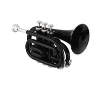 YIWENG Mini Pocket Trumpet Bb Flat Brass Material Wind Instrument with Mouthpiece Gloves Cleaning Cloth Carrying Case