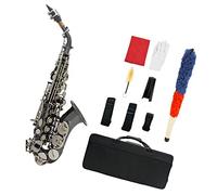 YIWENG Saxophone,Bb Soprano Saxophone Sax Brass Material Black Nickel Plated Woodwind Instrument with Carry Case Gloves ing Cloth Brush Sax Strap Mouthpiece Brush,Bb Saxophone