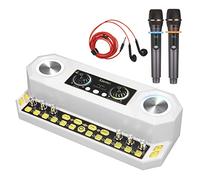 YIWENG Sound Card & Audio Equipment & Wireless Microphone Set Multifunctional Rechargeable BT Sound Card Electric Sound Broadcast Equipment with Colorful Light Effect for Singing/Live Broadcasting/,Li