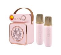 YIWENG Speaker microphone set,Mini Karaoke Machine Wireless Microphone and Speaker Set with 2 Microphone Rechargeable LED Color Night Light Handheld Mic Karaoke Speaker Gifts for Birthday Party Deskto