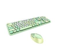 YIWENG Sweet Keyboard Mouse Combo Mixed Color 2.4G Wireless Keyboard Mouse Set Circular Suspension Key Cap for PC Laptop Green,Wireless Keyboard Mouse Combo