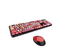 YIWENG Sweet Keyboard Mouse Combo Mixed Color 2.4G Wireless Keyboard Mouse Set Circular Suspension Key Cap for PC Laptop Black,Wireless Keyboard Mouse Combo