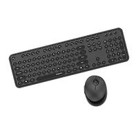 YIWENG Sweet Keyboard Mouse Combo Pure Color 2.4G Wireless Keyboard Mouse Set Circular Suspension Key Cap for PC Laptop Black,2.4G Wireless