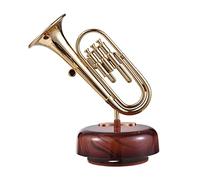 YIWENG Trumpet Music Box Classical Wind Up Musicbox Twirling Music Box Rotating Base Brass Wind Instrument Miniature Replica Artware Gift for Christmas Birthday Valentine's Day Mother's Day Father's D