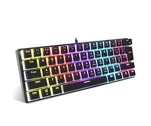 YIWENG Wired Gaming Keyboard 61 Keys 12 Colorful Mixed Backlit Mechanical Keyboard with Mechanical Green Switch Pudding keyCap Support 21-key Conflict-free Input,Keyboard