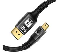 YIWENTEC 16K Mini DisplayPort to DisplayPort Cable 2.1, 16K (15360 x 8640) @ 60Hz 4K@240Hz 8K@144Hz, HDR, DSC1.3a, G-Sync FreeSync (3M)