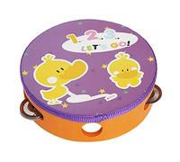 YIWEOG 6" Handheld Tambourine Hand Drum Percussion Musical with 4 sets Metal Jingles for Party Games, 1pc/ Pack (4 patterns Random Delivery)