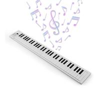 YIWEOG 61-Key Foldable Electronic Piano Multifunctional Electronic Piano Keyboard with LED Display Built-in Rechargeable Battery Portable Musical Instrument Digital Piano with Carrying Bag for Beginne