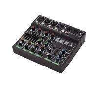 YIWEOG Audio Mixer 6-Channel Mixing Console with 256 Effects 48V Phantom Power for Home Studio Recording DJ Network Live Broadcast Type-C Power Supply BT MP3 USB Recording Input Portable Sound Mixing